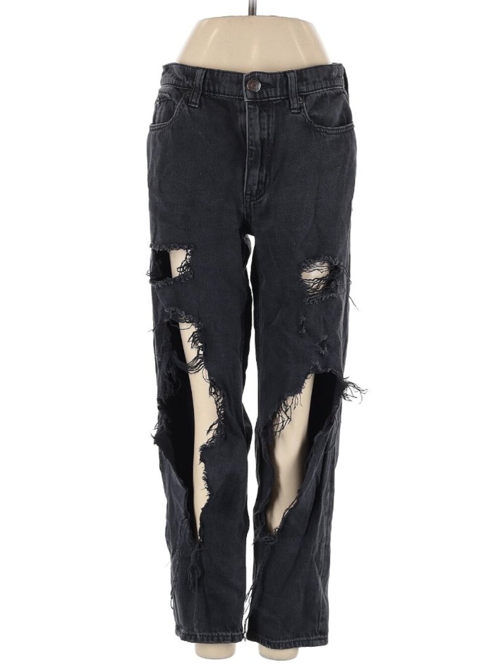 Aeropostale Black Distressed Mom Jeans High-Rise Boyfriend Style 4| Indie Sleaze - Picture 3 of 14